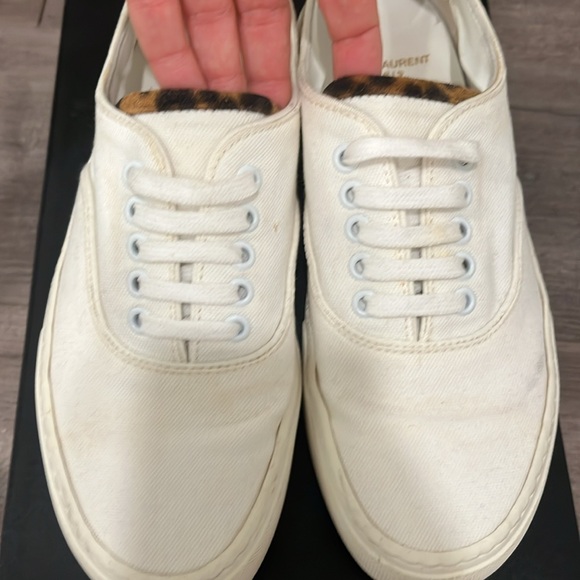 Saint Laurent Paris Venus low top sneaker white with leopard 38 sz 8 - Picture 3 of 7